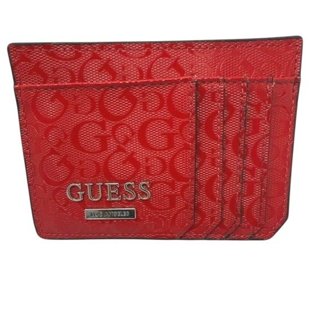 Guess Los Angeles Credit Card Holder Women's Red Slim Wallet New